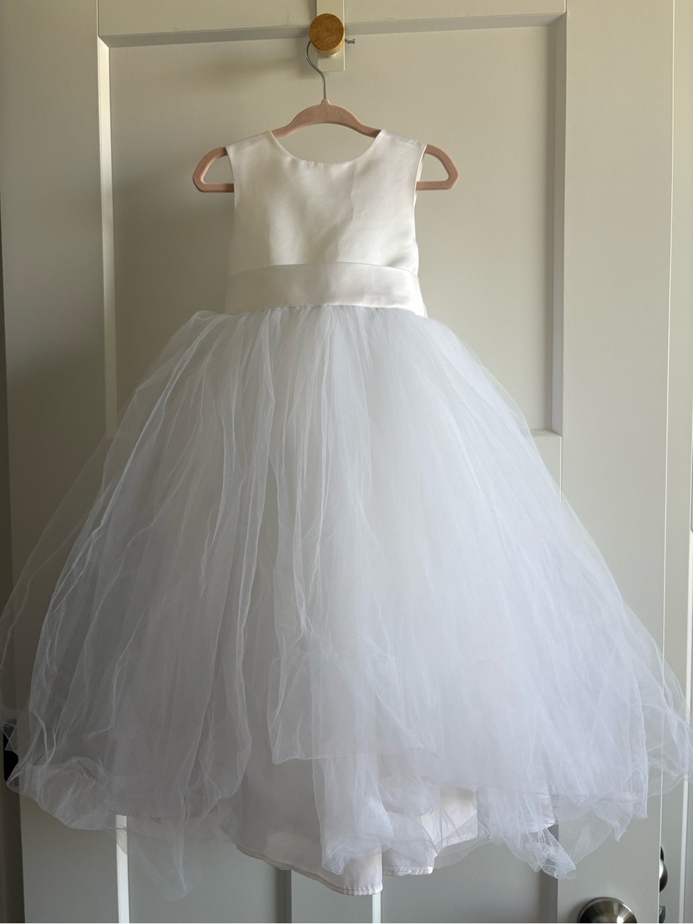 White Flower Girl Tulle Dress - Picture 1 of 11